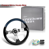 W-Power 13.5" Black Bubble Leather Chrome 3-Spoke 4" Deep Dish Steering Wheel