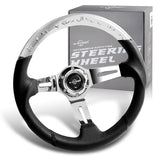 W-Power 13.5" Clear Bubble Leather Chrome 3-Spoke 4" Deep Dish Steering Wheel