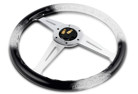 W-Power 350MM Black/Clear Diamond Crystal Bubble 3-Spoke Racing Steering Wheel