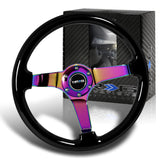 NRG RST-036BK-MC 350MM Neo Chrome Aluminum Black Wooden Racing Steering Wheel