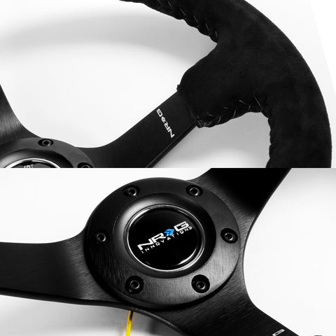 NRG RST-036MB-S-BK 350MM Premium Suede Grip Black Spoke Racing Steering Wheel