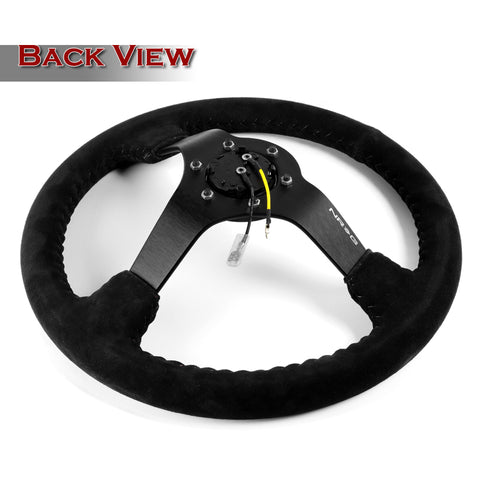 NRG RST-036MB-S-BK 350MM Premium Suede Grip Black Spoke Racing Steering Wheel