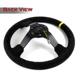 NRG RST-036MB-S-Y 350MM Premium Suede Yellow Stripe 3" Deep Dish Steering Wheel