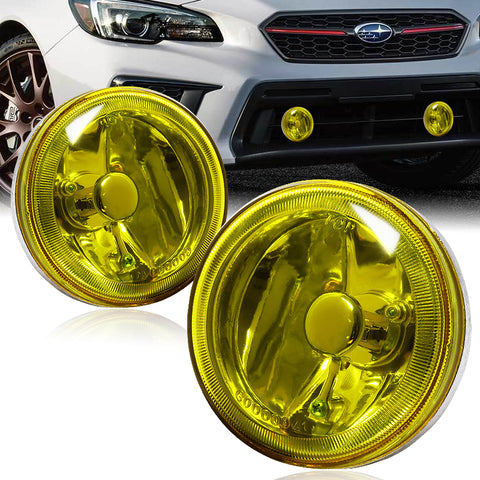 Universal 4" Round Chrome Housing Yellow Lens Driving Fog Lights Lamps + Switch