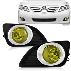 For 2010-2011 Toyota Camry Chrome Housing Yellow Lens Fog Driving Lights + Switch