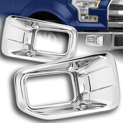 For 15-17 FORD F-150 Mirror Chrome ABS Fog Lights Bezels Covers Overlays  2-Pcs