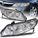 For 2006-2011 Honda Civic 4DR/Sedan Chrome Housing Headlights with Clear Reflector