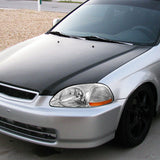 For 1996-1998 Honda Civic 2/3/4 Doors Chrome Housing with Amber Reflector Headlights Lamp