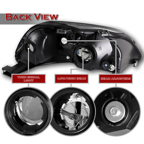 For 1996-1998 Honda Civic 2/3/4 Doors Chrome Housing Headlights with Clear Reflector Lamps