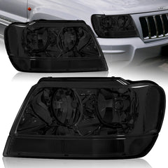 For 1999-2004 Jeep Grand Cherokee Smoke Housing Headlights W/ Clear Reflector