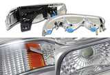 For 2000-2006 Chevy Tahoe / 1999 - 2002 Chevrolet Silverado / 2000 - 2006 Chevrolet Suburban 2 Piece Chrome Housing Headlights + Bumper Lamps Combo