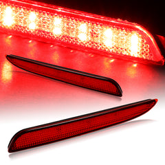 For 2010-2013 Mazda 3 Red Lens Red LED Rear Bumper Reflector Brake Light Lamps