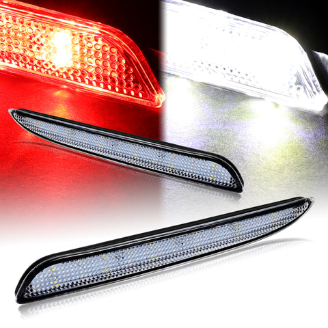 For 2010-2013 Mazda 3 Clear Lens Red LED Rear Bumper Reflector Brake Light Lamps
