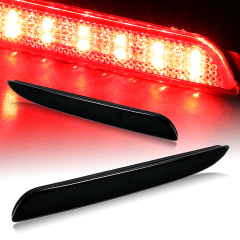 For 2010-2013 Mazda 3 Smoke Lens Red LED Rear Bumper Reflector Brake Light Lamps