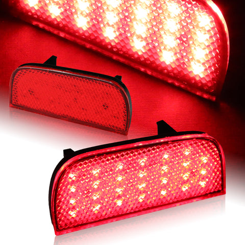 For 2016-2019 Honda Civic Red Lens 54-LED Rear Bumper Reflector Brake Lights