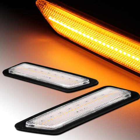 For 2012-2015 BMW 3-Series Amber LED Clear Bumper Turn Signal Side Marker Lights