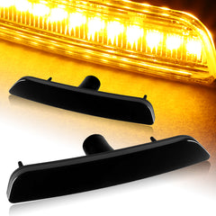 For 2010-2014 Ford Mustang Smoked Lens Amber LED Front Bumper Side Marker Lights