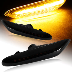 For 2006-2011 BMW 3-Series E90 E91 Smoke Lens Amber LED Side Marker Lights Lamp