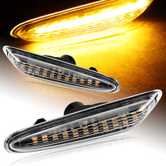 For 2006-2011 BMW 3-Series E90 E91 Clear Lens Amber LED Side Marker Lights Lamp