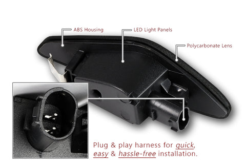 For BMW F25 X3 E70 X5 X6 Smoke Lens White LED Turn Signal Side Marker Light Lamp