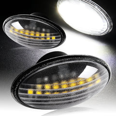 For 2002-2006 Mini Cooper Black White LED Turn Signal Side Marker Lights Lamp