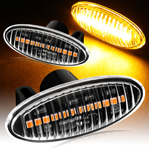 For Nissan Juke Cube Leaf Clear Amber LED Fender Turn Signal Side Marker Lights