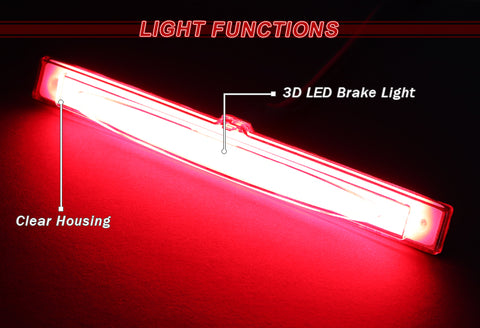 For 2005-2013 Chevrolet Corvette Clear Lens LED Strip 3RD Third Brake Stop Light