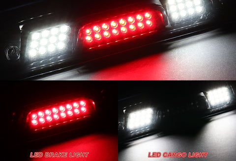 For 2015-2018 Silverado 2500HD 3500HD Black LED Third Brake Tail Light W/Cargo Lamp
