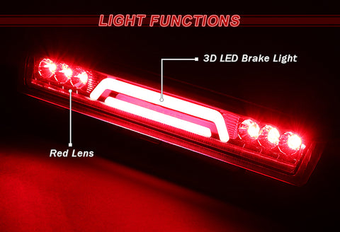 For 2000-2006 Chevy Suburban Tahoe Red Lens LED Bar 3RD Third Brake Light Lamp