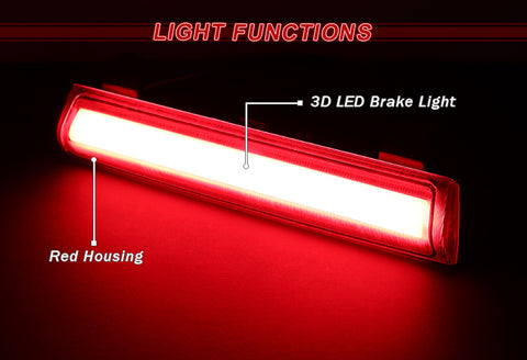 For 2000-2006 Chevy Suburban Tahoe Red Lens LED Strip 3RD Third Brake Light Lamp