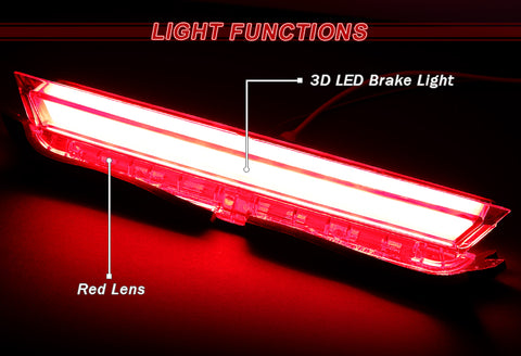 For 2011-2016 Scion tC Red Lens LED Strip 3RD Third Brake Stop Light Lamp