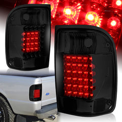 For 1993-2000 Ford Ranger Dark Smoke Lens LED Rear Brake Tail Lights Lamps LH+RH