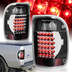 For 1993-2000 Ford Ranger Black Housing LED Rear Brake Tail Lights Lamps LH+RH