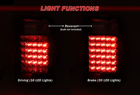 For 1993-2000 Ford Ranger Red/Smoke Lens LED Rear Brake Tail Lights Lamps LH+RH