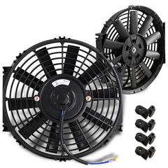 1 X 10" Black 1500 CFM 2250 RPM Electric Slim Push Pull Engine Bay Radiator Fan