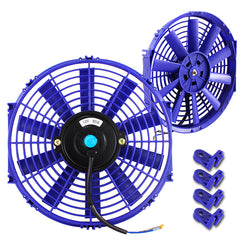 1 X 10" Blue 1500 CFM 2250 RPM Electric Slim Push Pull Engine Bay Radiator Fan