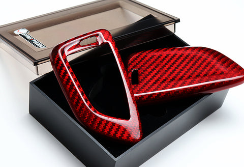 For BMW 1/2/5/7-Series X1 F48 X5 F15 X6 F165 F45 G11 G12 G30 Real Red Carbon Fiber Remote Key Shell Cover