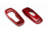 For Mustang Real Red Carbon Fiber 3/4 Button Smart Remote Key Shell Cover Case