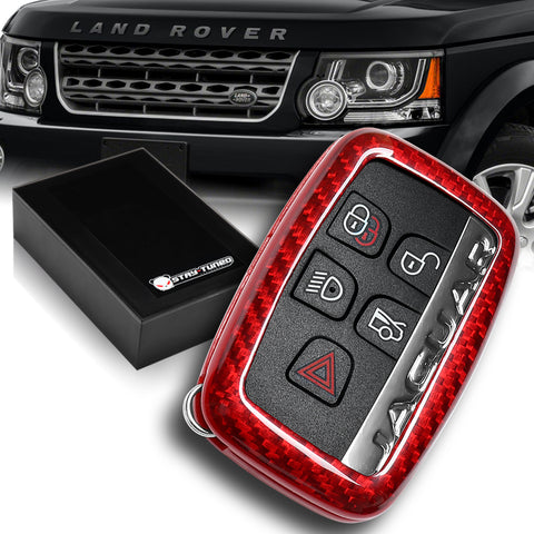 For Land Rover Range Rover Discovery / Jaguar F-Pace F-Type XE XF XJ Real Red Carbon Fiber Remote Key Fob Cover
