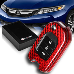 For Honda Accord/Civic/Odyssey Real Red Carbon Fiber Remote Key Shell Cover Case