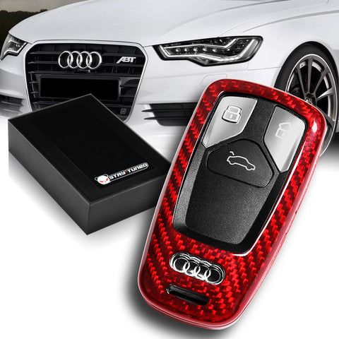 For Audi A4 A5 S4 S5 Q5 Q7 TT Real Red Carbon Fiber Remote Key Shell Cover Case