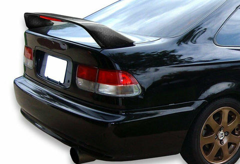 For 1996-2000 Honda Civic Coupe Real Carbon Fiber Rear Trunk Spoiler W/LED Brake Lamp