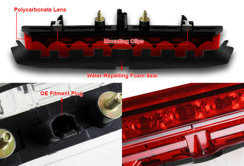 For 2011-2016 Scion tC Chrome Housing Red Lens LED 3RD Third Brake Stop Light