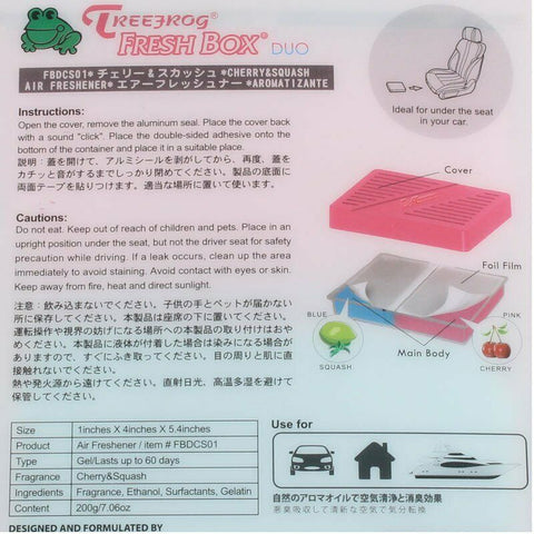 1 X Tree Frog Cherry + Squash Mixed Natural Extreme Car Air Freshener Fresh Box