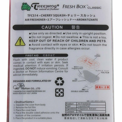 1 X Treefrog Classic Cherry Squash Home Car Air Freshener Fresh Box Refill 2.8oz